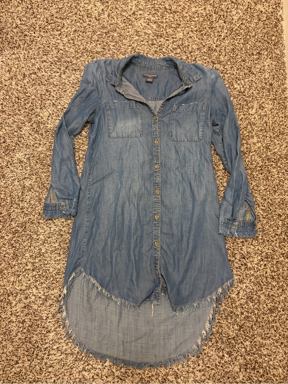 Chelsea & Theodore Blue Tencel Shirt Dress